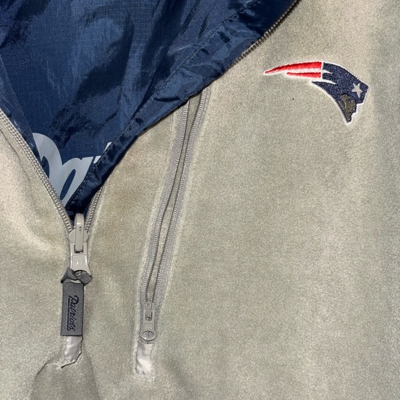 NFL Official Patriots Fleece Lined Windbreaker, Quarter Zip, Reversible - Picture 2 of 8